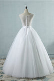 Chic Square Neckling Sleeveless Wedding Dresses White Tulle Lace Bridal Gowns On Sale-27dress