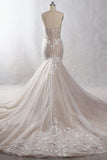 Chic Strapless Tulle Sequins Mermaid Wedding Dress Sleeveless Appliques Beadings Bridal Gowns On Sale-27dress