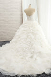 Chic Sweatheart White A line Wedding Dresses Sleeveless Tulle Bridal Gowns Online-27dress