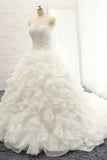 Chic Sweatheart White A line Wedding Dresses Sleeveless Tulle Bridal Gowns Online-27dress