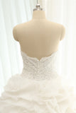 Chic Sweatheart White A line Wedding Dresses Sleeveless Tulle Bridal Gowns Online-27dress