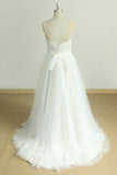 Chic Sweetheart Lace Wedding Dress A-line White Tulle Bridal Gowns On Sale-27dress