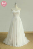 Chic Sweetheart Lace Wedding Dress White Tulle Ruffles Bridal Gowns On Sale-27dress