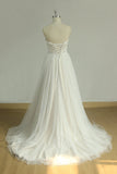 Chic Sweetheart Lace Wedding Dress White Tulle Ruffles Bridal Gowns On Sale-27dress