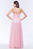 Chic Tulle Ruffle Strapless Sweetheart Floor-Length Bridesmaid Dresses-27dress