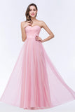 Chic Tulle Ruffle Strapless Sweetheart Floor-Length Bridesmaid Dresses-27dress