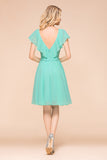 Chic V-Neck Ruffle Chiffon Short Affordable Bridesmaid Dresses Online-27dress