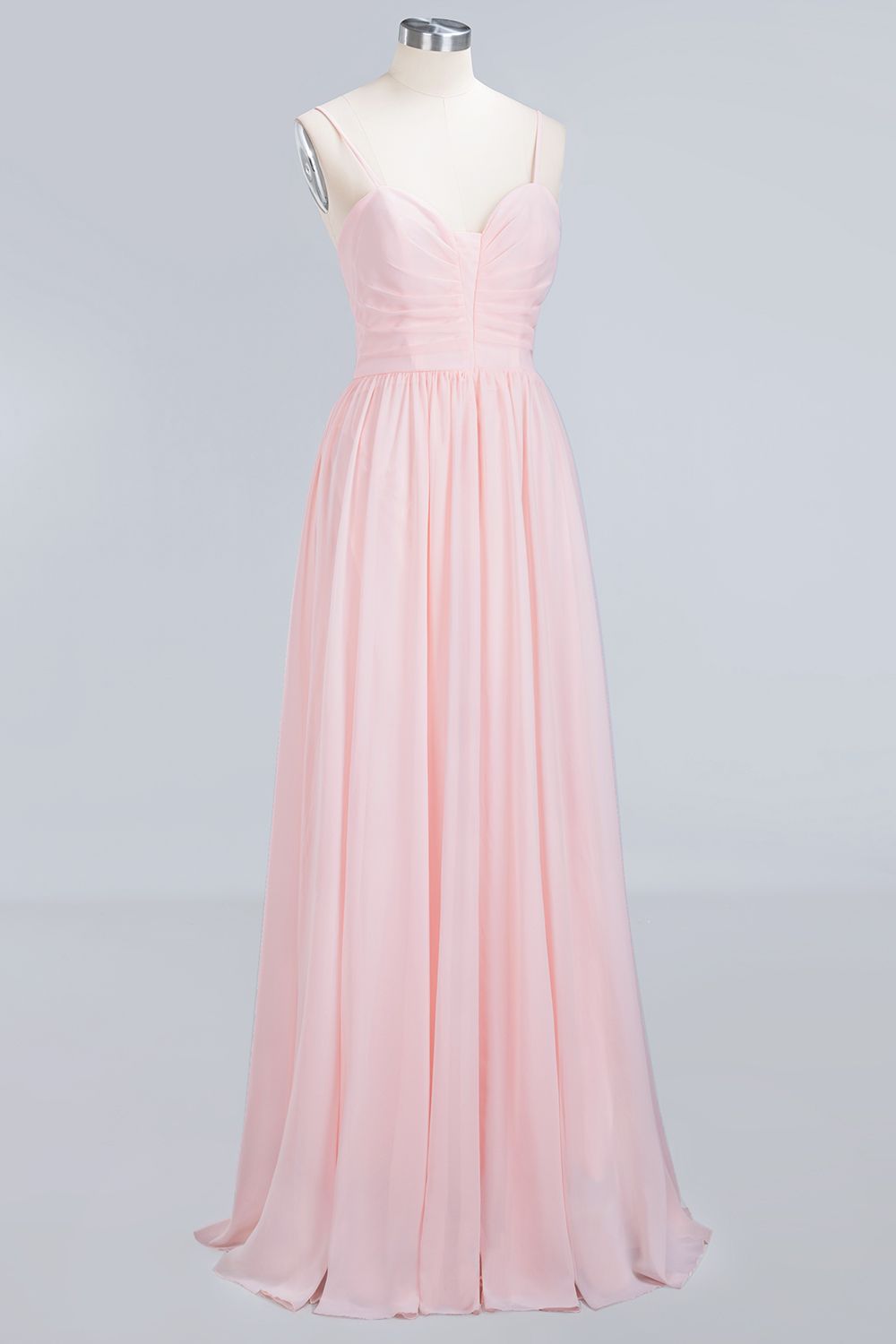 Chiffon Spaghetti-Straps Sleeveless Affordable Bridesmaid Dress Online-27dress