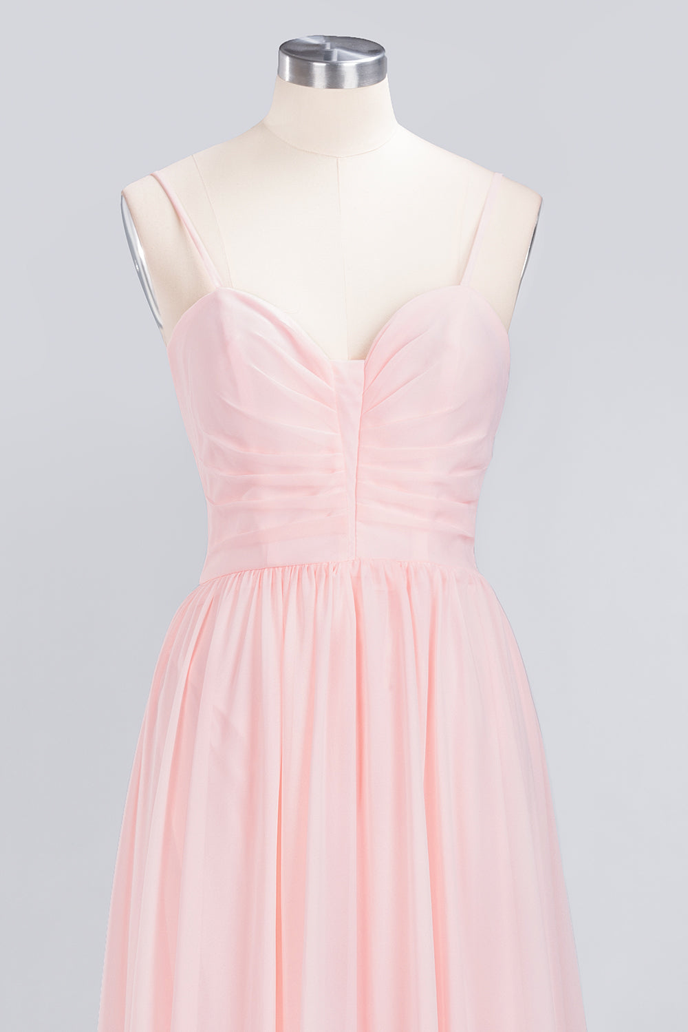 Chiffon Spaghetti-Straps Sleeveless Affordable Bridesmaid Dress Online-27dress