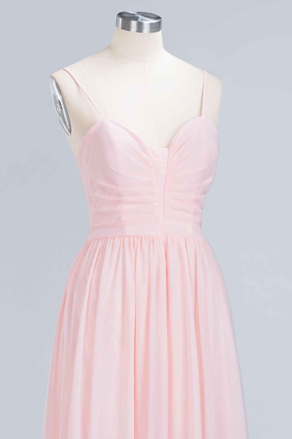 Chiffon Spaghetti-Straps Sleeveless Affordable Bridesmaid Dress Online-27dress