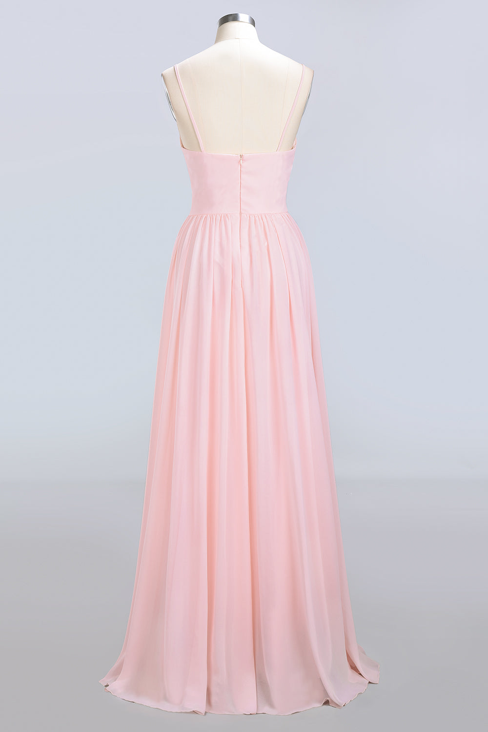 Chiffon Spaghetti-Straps Sleeveless Affordable Bridesmaid Dress Online-27dress