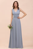 Classy Long A-Line Chiffon Bridesmaid Dresses With Ruched-27Dress