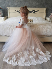 Cute Long Princess Boho Flower Girl Dresses with Sleeves-27Dress