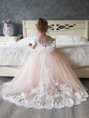 Cute Long Princess Boho Flower Girl Dresses with Sleeves-27Dress