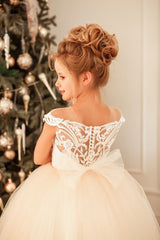 Cute Long Princess Tulle Lace Flower Girl Dress-27dress