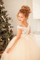 Cute Long Princess Tulle Lace Flower Girl Dress-27dress