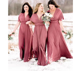 Dusty Pink Multiway Ruffles A-Line Bridesmaid Dresses Long-27dress