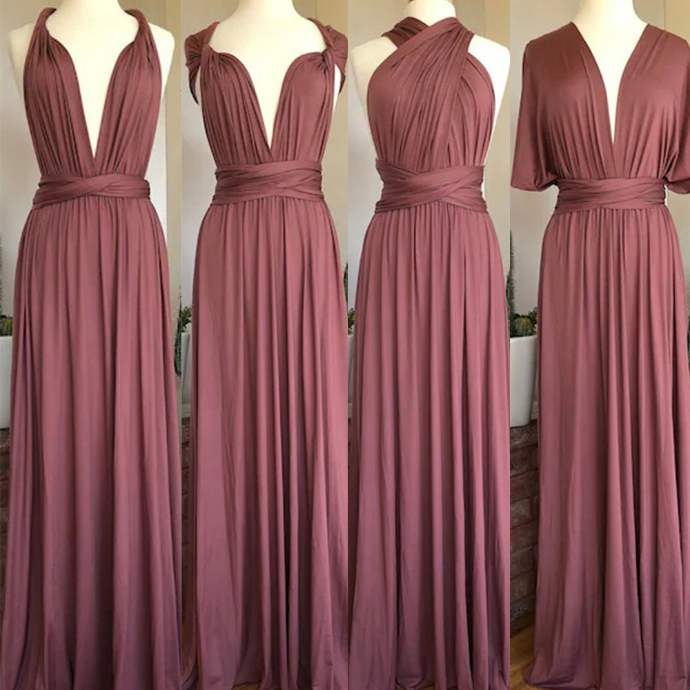 Dusty Pink Multiway Ruffles A-Line Bridesmaid Dresses Long-27dress