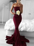 Elastic Satin Strapless Trumpet/Mermaid Prom Dresses-27dress