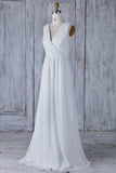 Elegant A-Line Chiffon Wedding Dress Appliques Ruffles Draped Back Bridal Gowns Online-27dress