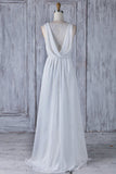 Elegant A-Line Chiffon Wedding Dress Appliques Ruffles Draped Back Bridal Gowns Online-27dress