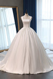 Elegant Ball Gown Straps Square-Neck Wedding Dress Ruffles Sleeveless Bridal Gowns Online-27dress