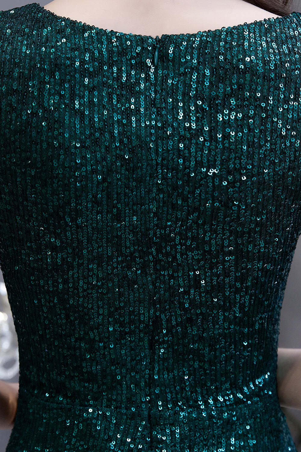 Elegant Cap Sleeve Green Sequins Long Prom Dress-27dress