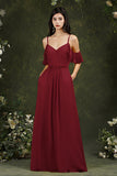 Elegant Chiffon Bridesmaid Dress Ruffles With Pockets-27dress