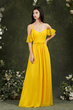 Elegant Chiffon Bridesmaid Dress Ruffles With Pockets-27dress