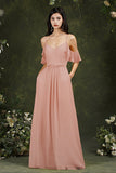 Elegant Chiffon Bridesmaid Dress Ruffles With Pockets-27dress