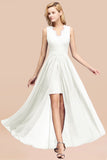 Elegant Chiffon Lace Jewel Sleeveless Bridesmaid Dress with Ruffle-27dress