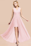 Elegant Chiffon Lace Jewel Sleeveless Bridesmaid Dress with Ruffle-27dress