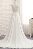 Elegant Chiffon Sleeveless Appliques Wedding Dress A-line Jewel White Bridal Gowns On Sale-27dress