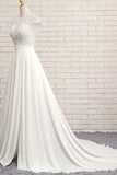 Elegant Chiffon Sleeveless Appliques Wedding Dress A-line Jewel White Bridal Gowns On Sale-27dress