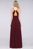 Elegant Chiffon V-Neck Burgundy Bridesmaid Dresses With Spaghetti-Straps-27dress