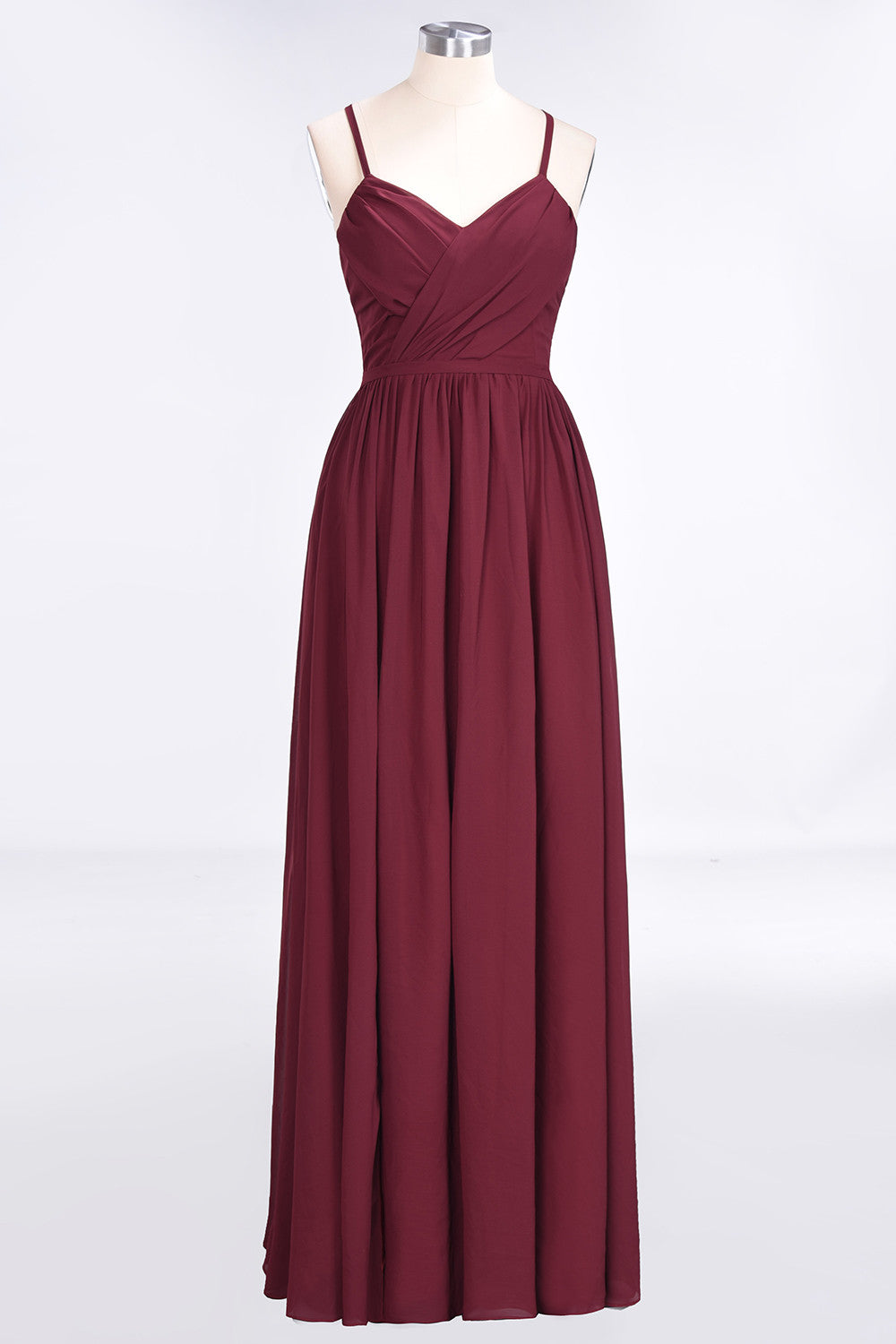 Elegant Chiffon V-Neck Burgundy Bridesmaid Dresses With Spaghetti-Straps-27dress
