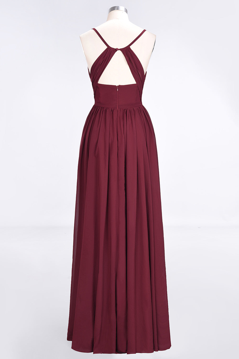 Elegant Chiffon V-Neck Burgundy Bridesmaid Dresses With Spaghetti-Straps-27dress