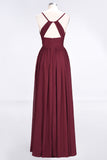 Elegant Chiffon V-Neck Burgundy Bridesmaid Dresses With Spaghetti-Straps-27dress