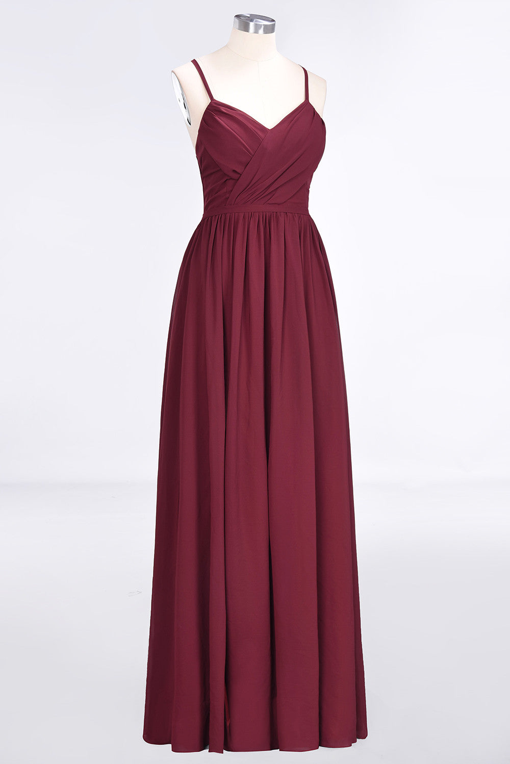 Elegant Chiffon V-Neck Burgundy Bridesmaid Dresses With Spaghetti-Straps-27dress