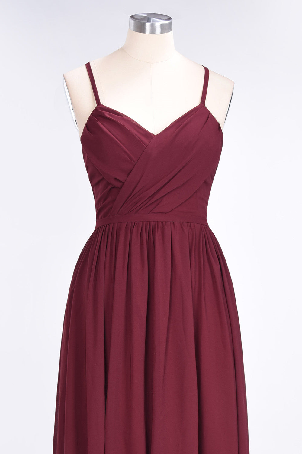 Elegant Chiffon V-Neck Burgundy Bridesmaid Dresses With Spaghetti-Straps-27dress