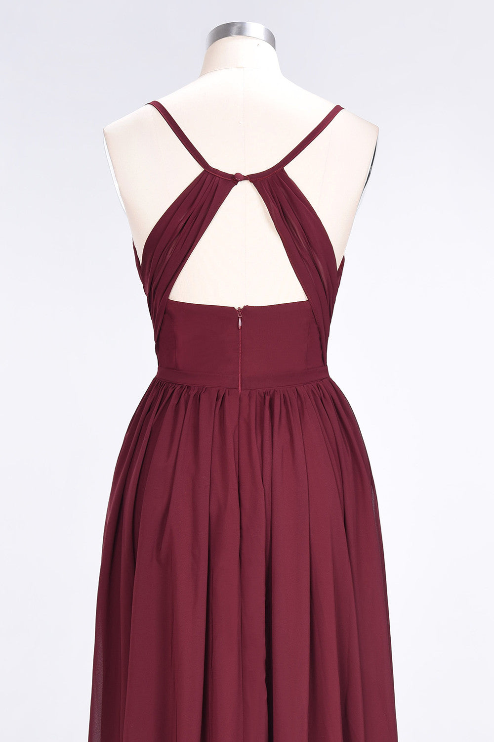 Elegant Chiffon V-Neck Burgundy Bridesmaid Dresses With Spaghetti-Straps-27dress