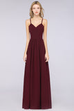 Elegant Chiffon V-Neck Burgundy Bridesmaid Dresses With Spaghetti-Straps-27dress