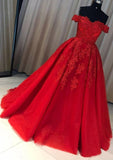 Elegant Court Train Tulle Prom Dress with Off-the-Shoulder Sleeveless and Pleated Appliqued Design-27dress