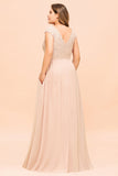 Elegant Jewel Chiffon Lace Affordable Bridesmaid Dresses with Slit-27dress