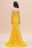 Elegant Jewel Mermaid Chiffon Lace Bridesmaid Dress On Sale-27dress