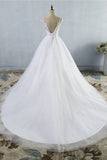 Elegant Jewel Tulles Lace Wedding Dress Sleeveless Appliques Beadings Bridal Gowns Online-27dress