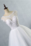 Elegant Jewel Tulles Lace Wedding Dress Sleeveless Appliques Beadings Bridal Gowns Online-27dress