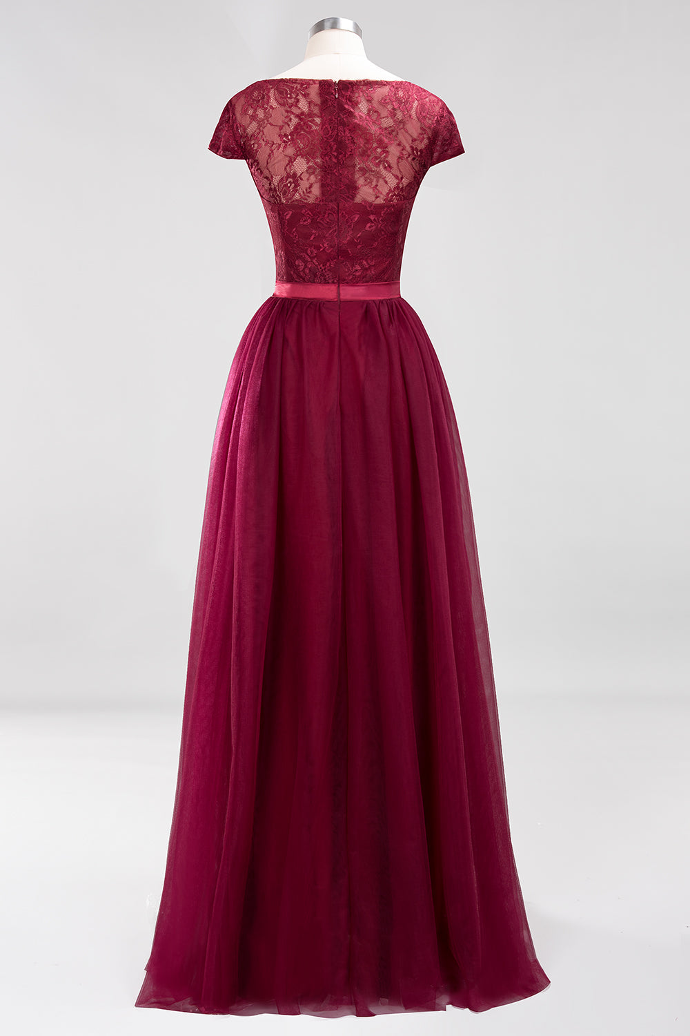 Elegant Lace Cap Sleeves Burgundy Bridesmaid Dresses Affordable-27dress