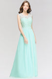 Elegant Lace Jewel Sleeveless Chiffon Bridesmaid Dresses Affordable-27dress