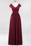 Elegant Lace Open-Back Long Burgundy Bridesmaid Dresses Online-27dress